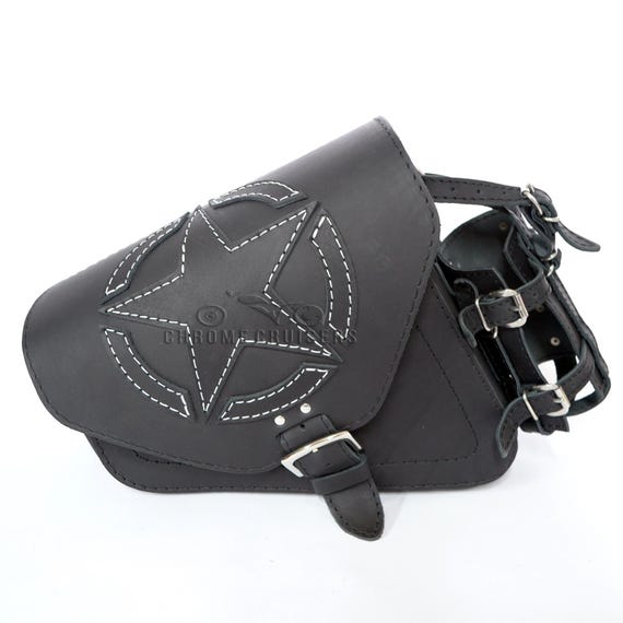 Harley Davidson Sportster Black Leather Bag Pannier Case With