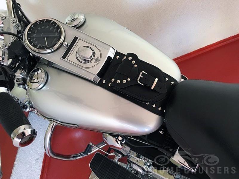 Harley Davidson Softail Black Genuine Leather Tank Chap Cover Bra