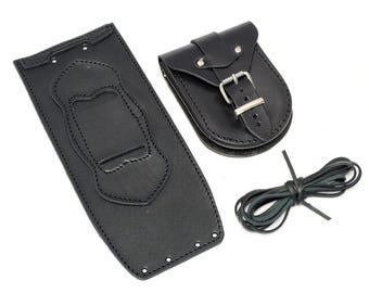 Panneau de protection de réservoir en cuir véritable noir uni pour Harley Davidson Softail