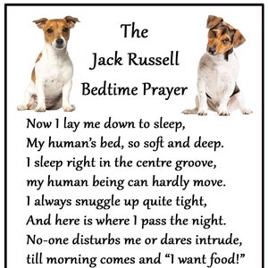 Fridge Magnets - Jack Russell Terrier Bedtime Prayer. Large 6 x 4 inch Flexible Fridge Magnet Gift