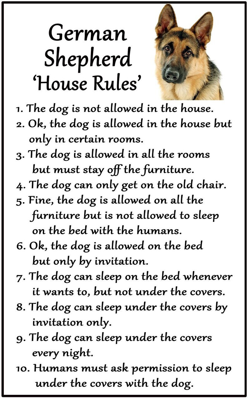 German Shepherd Dog Lovers Gift House Rules Large Flexible Etsy UK
