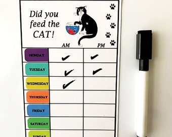 Cat magnetic Feeding Chart with Magnetic Marker Pen