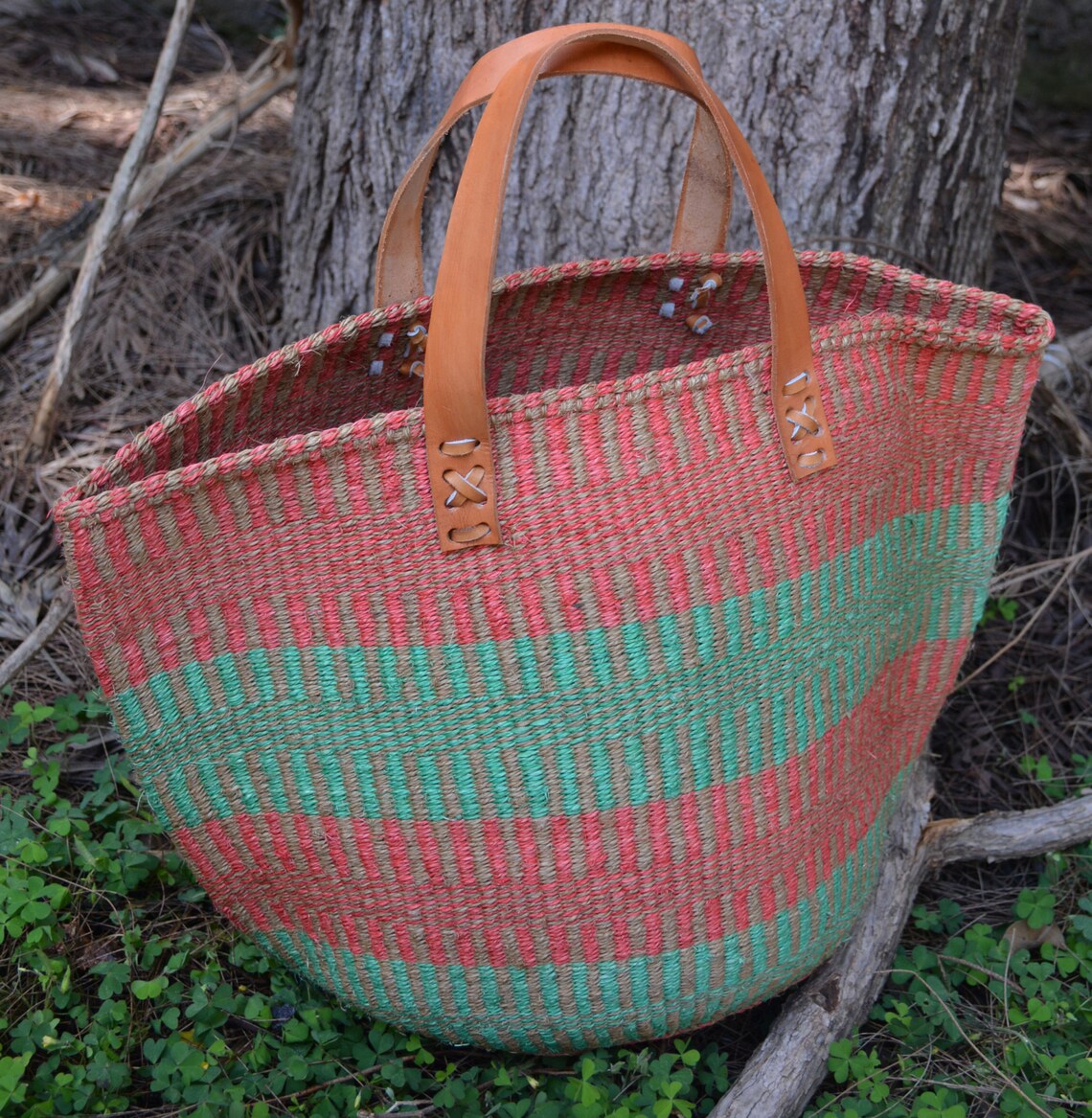 Vintage Sisal Handwoven bag Sisal tote Handwoven basket | Etsy