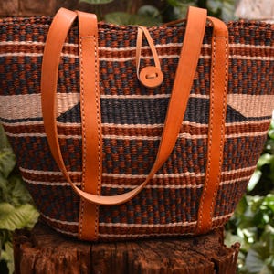 Tribal patterned Sisal Bag | Kiondo bag | African basket | Weekender | Carry- on | Sisal Bag