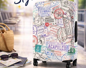 Vintage Travel Stamp Gepäckabdeckung Bunter Pass-Tourist-Koffer-Schutz