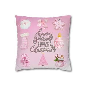 Pink Coquette Christmas Pillow Cover Girly Holiday Home Decor
