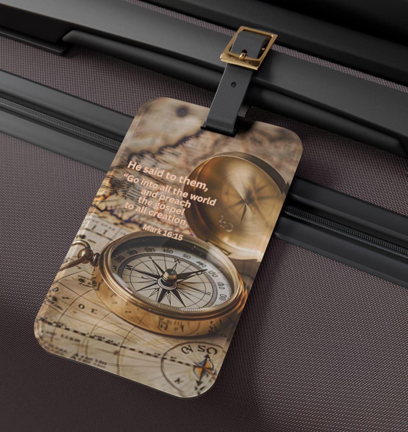 Christian Compass Luggage Tag Acrylic Faith Travel Bag Tag Backpack ID