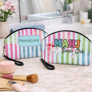 Personalisierte Mahjong Beach Club Make-up-Tasche Travel Essentials Beutel
