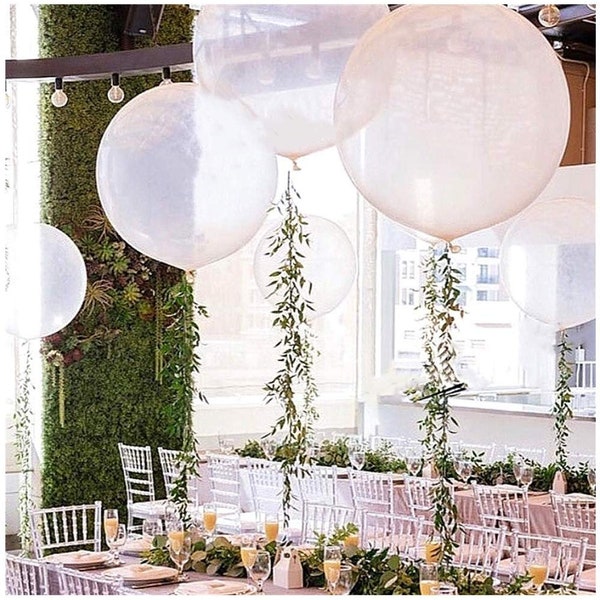 6 PACK | Clear 36" inch Big Giant Jumbo Balloons Vines | Greenery | Garland - Perfect for Minimalist Rustic Wedding Celebrations!