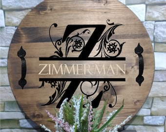 Personalisierte Servierschale, monogrammierte Holz Servierschale, faul Susan