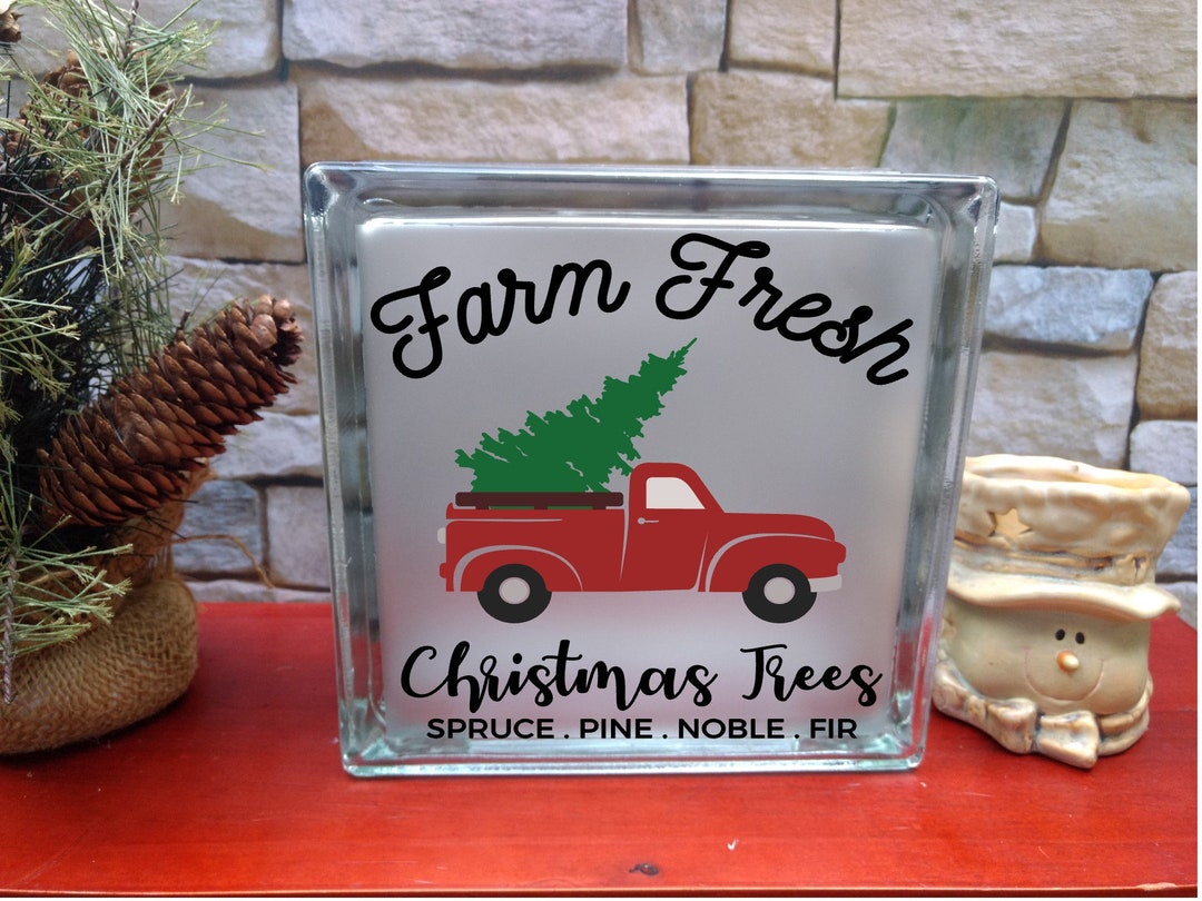 Red Truck Christmas Light, Vintage Truck Holiday Decor, Christmas Glass