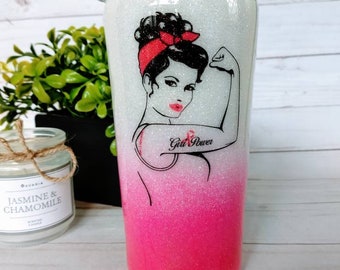 Awareness tumbler // breast cancer awareness // Sisters tumbler // personalized glitter tumbler // custom ombre tumbler