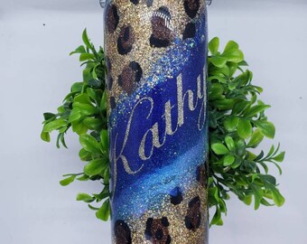 Leopard print tumbler // personalized glitter tumbler // custom tumbler // Gypsy leopard