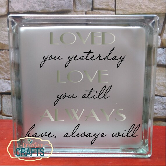 Love You Glass Block Decorative Light Sentimental Home Etsy