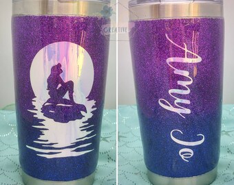 Mermaid tumbler // personalized tumbler // custom glitter tumbler // little mermaid