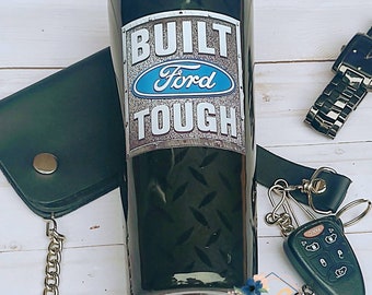 Ford Tumbler, black diamond plate tumbler, personalized tumbler, custom tumbler for men, built Ford tough