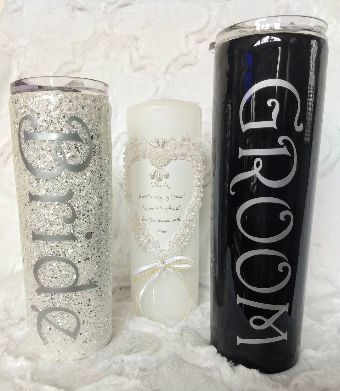 Personalized Wedding Tumblers / Custom Bride Groom Tumbler Set Etsy