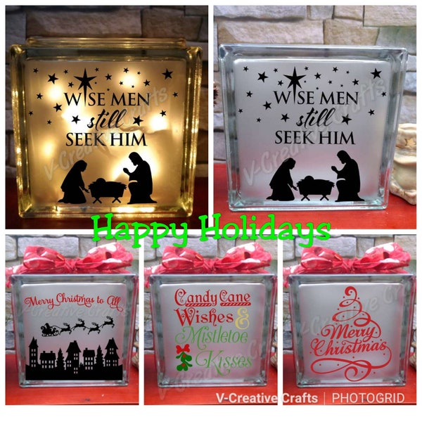 Christmas 8" lighted glass block