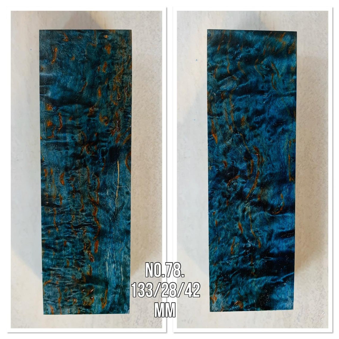 BLUE stabilized Wood burl knife handle knife scales karelian Etsy