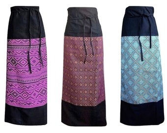 Traditional Thai Sarong Wrap Around Skirt * Maxi Woven Cotton Women's Costume * Authentic Asian * Plus Size Ladies