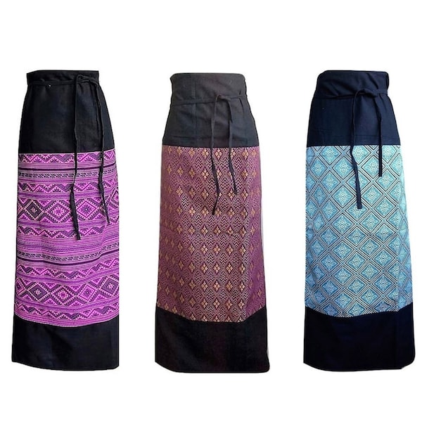 Jupe portefeuille traditionnelle thaïlandaise par paréo * Maxi costume pour femme en coton tissé * Asiatique authentique * Dames grande taille