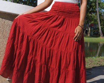 red maxi skirt youtube