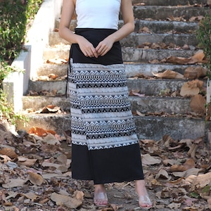 Thai Cotton Sarong Wrap Skirt: Traditional Woven Maxi Skirt