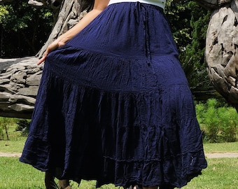 Boho Navy Layered Tulle Skirt Navy Blue Boho Skirt Soft Flowing