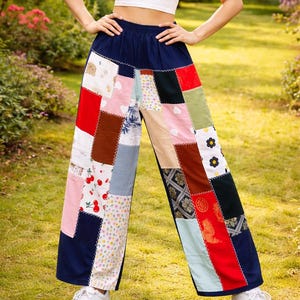 Patchwork Pants: Boho Cotton Trousers * Comfortable Loose Fit * Easy Wear * Medium
