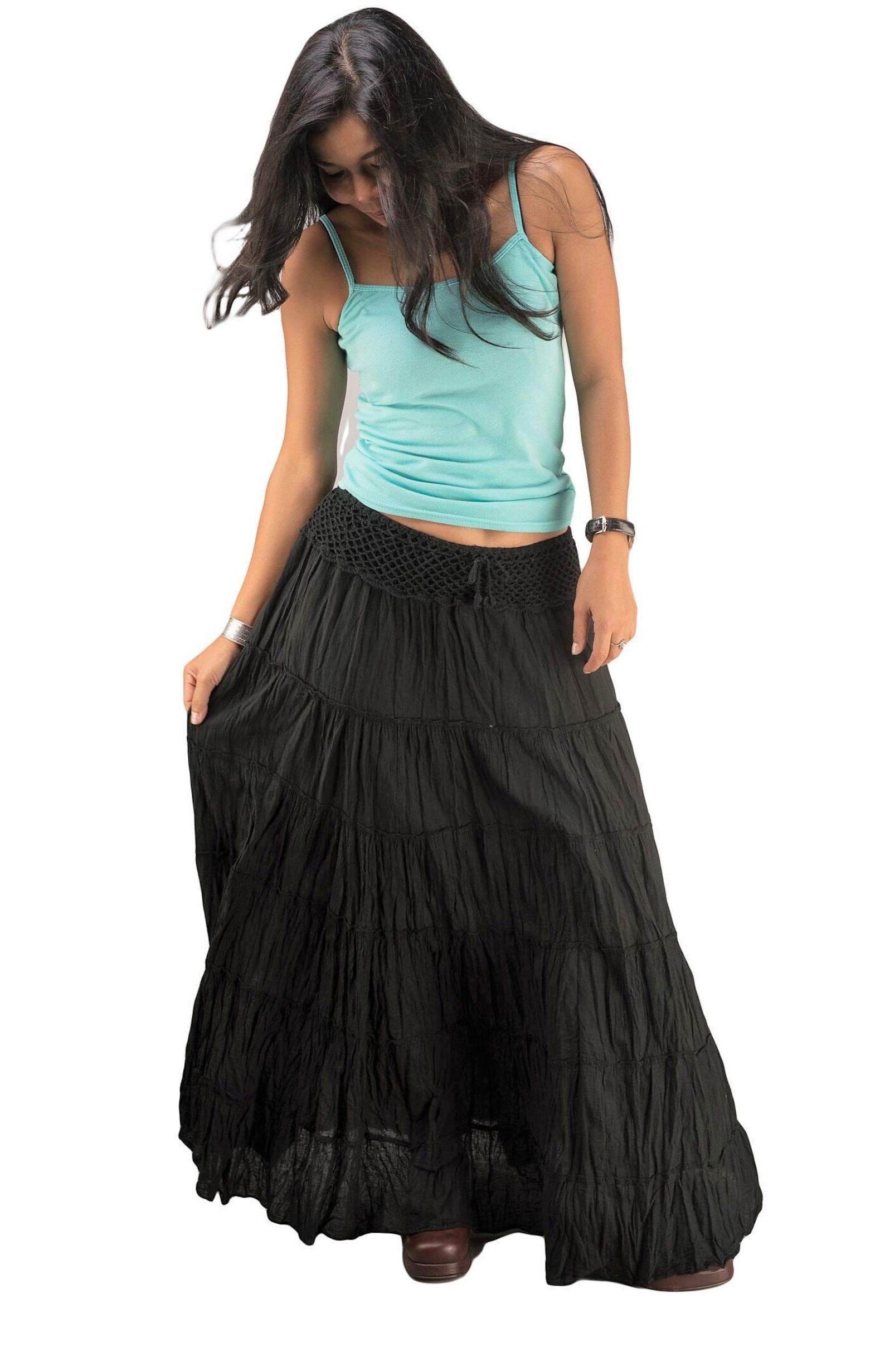 Black Gypsy Skirts Cotton Tiered Skirts Boho Skirts Etsy