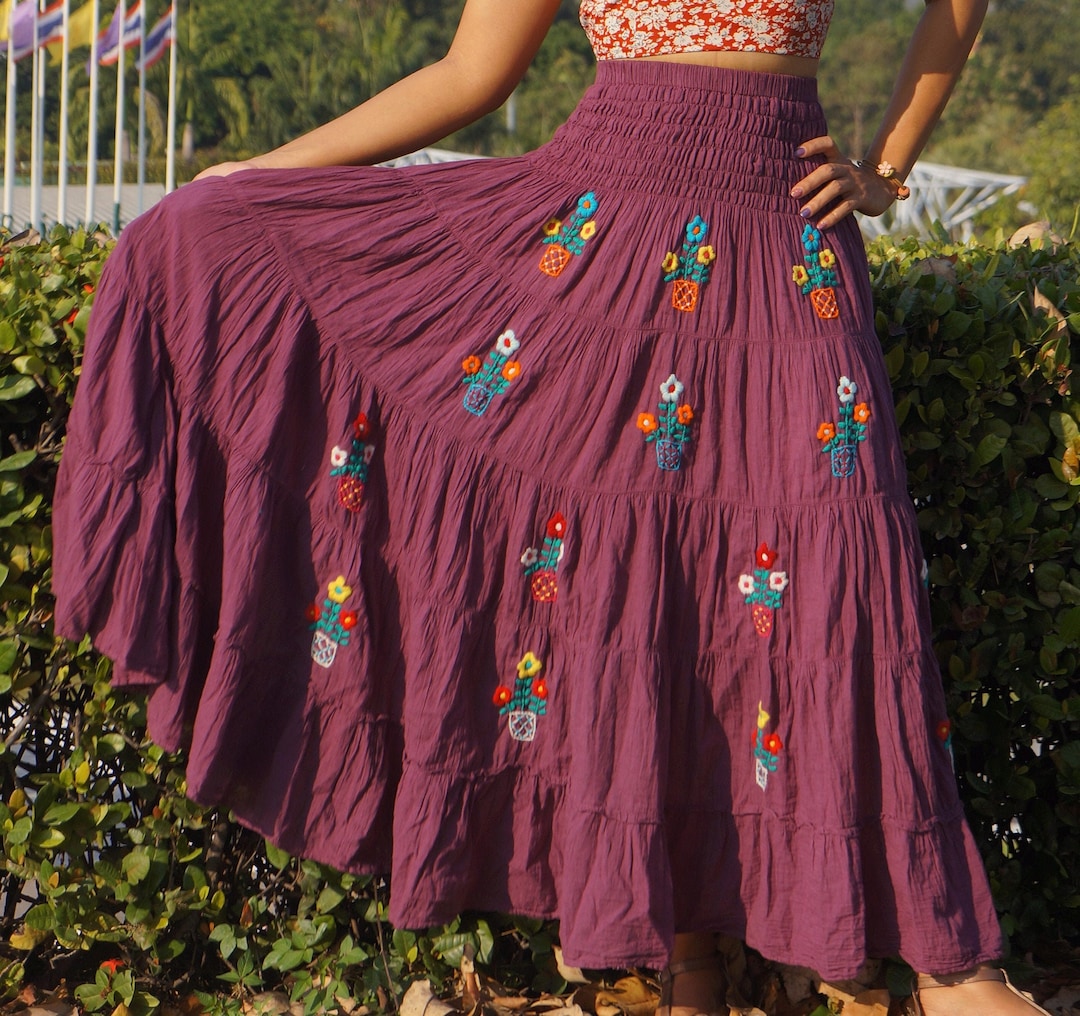 Embroidered Cotton Skirt-Waist 20 to 28