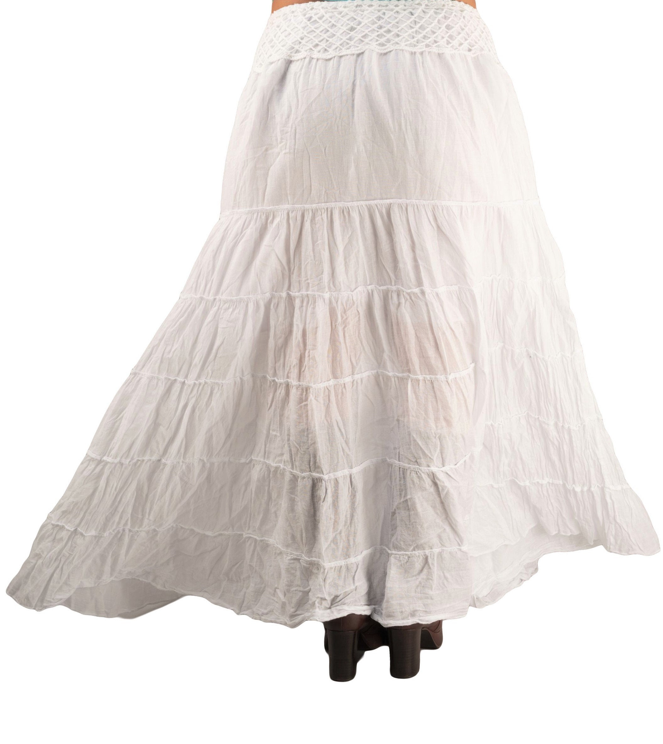 White Gypsy Skirt Boho Skirts Tiered Cotton Peasant | Etsy