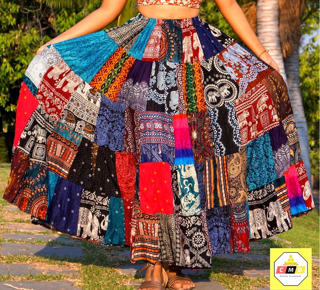 Layered Top & Maxi Skirt With Patchwork Print main image 0