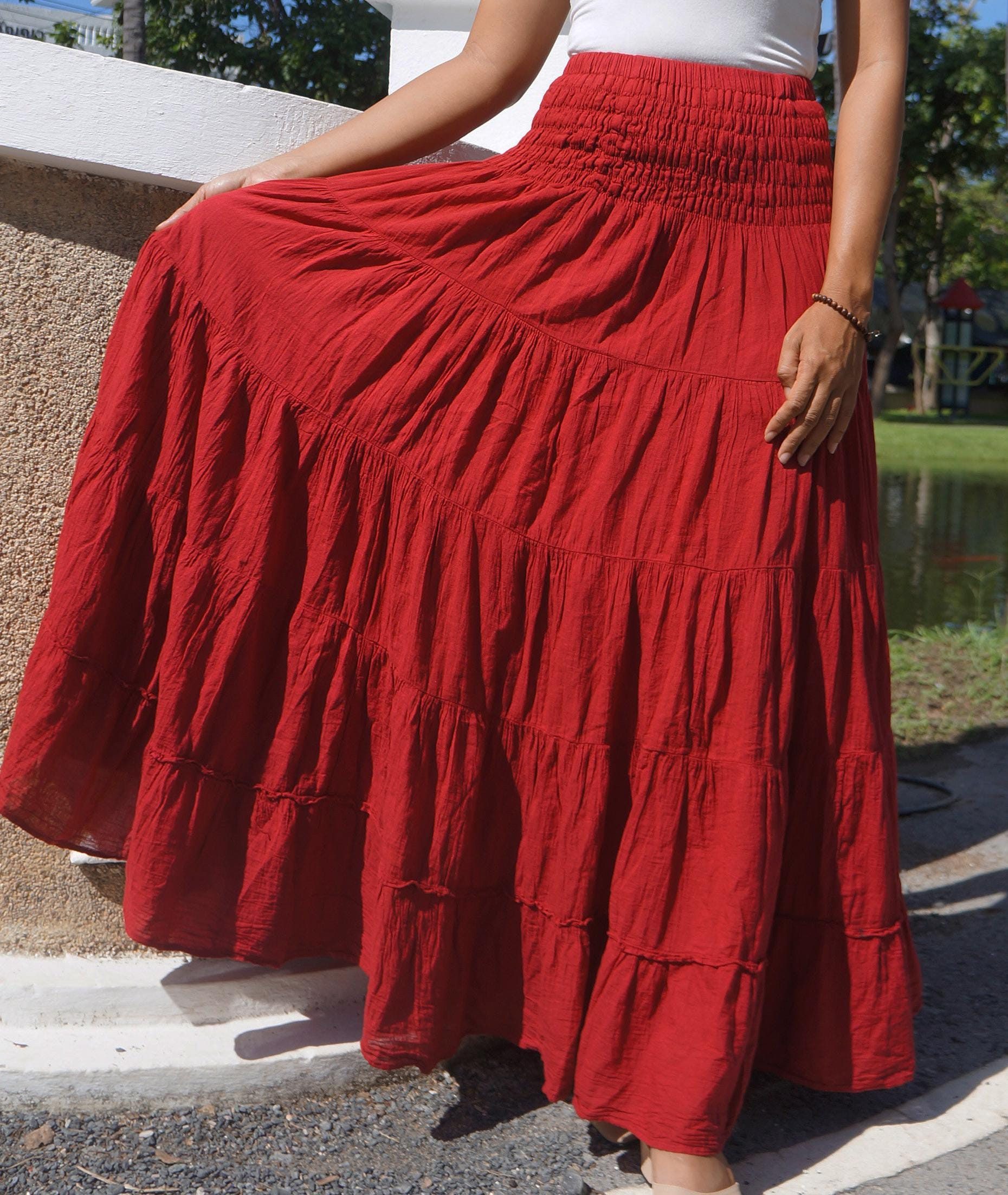 Long Red Skirt Etsy Singapore