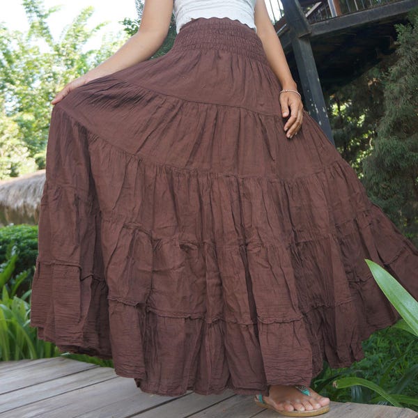 Maxi Skirt Brown Patterned