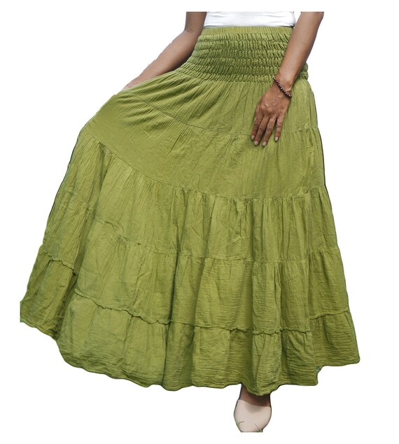 Off Shoulder Top with printed Skirt in Green Color – sasyafashion