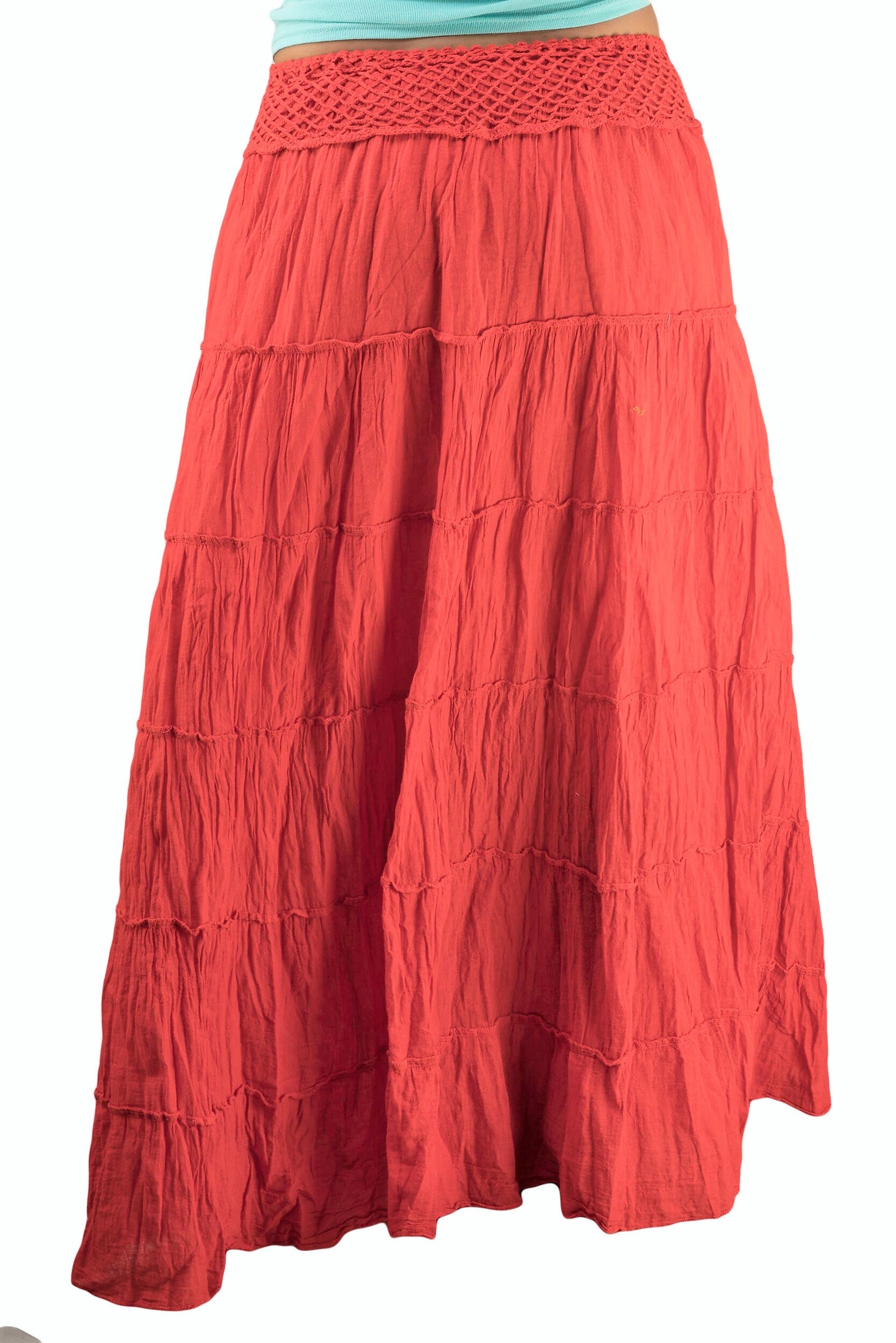 Red Gypsy Skirt Boho Skirts Tiered Cotton Peasant Hippie - Etsy