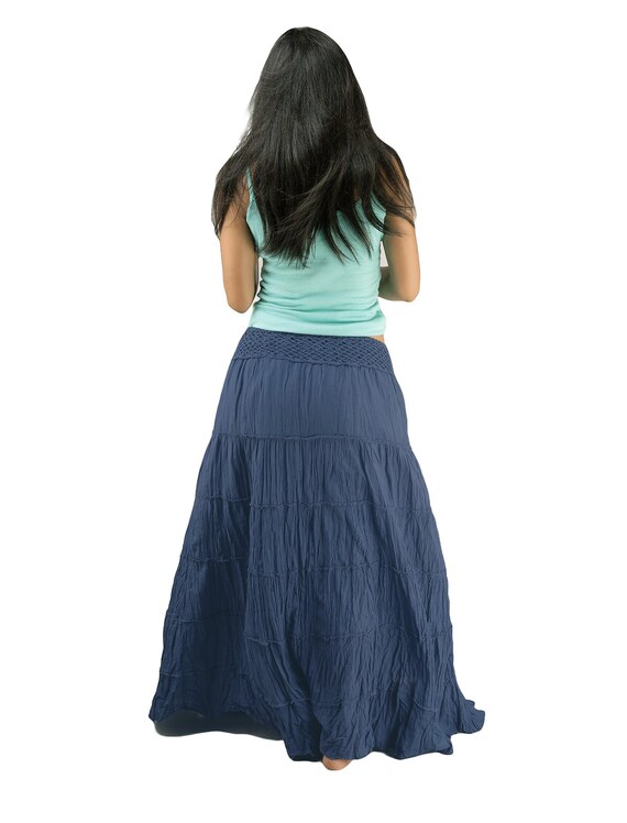 Navy blue top cotton maxi skirt