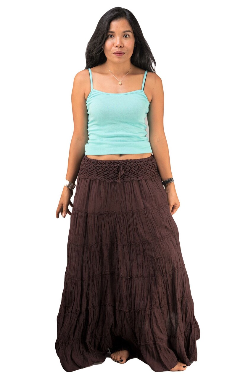 Brown Gypsy Skirts for Women Boho Maxi Skirts Tiered - Etsy