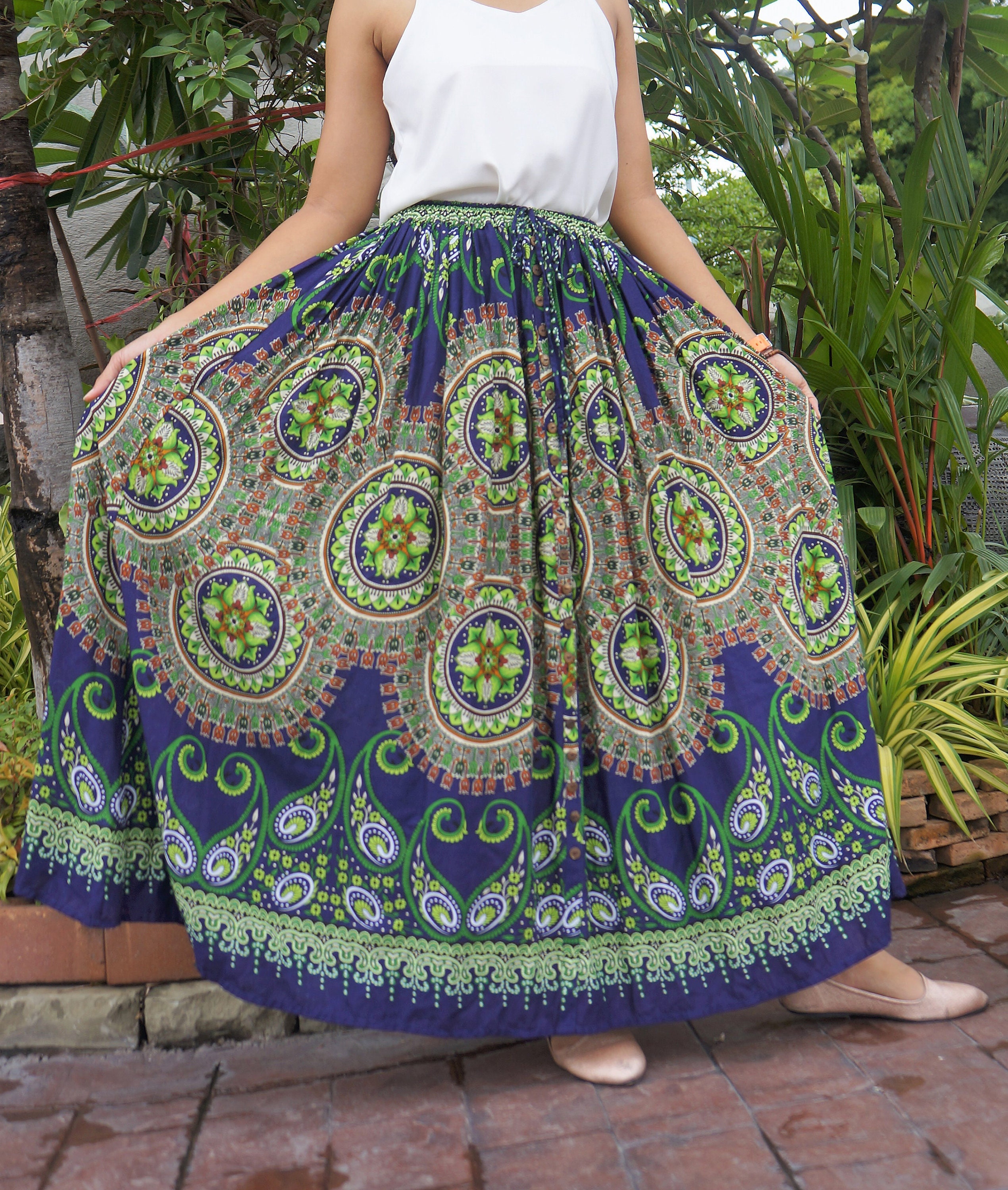 Gypsy Skirt With Floral Mandala Tribal Patterned Design Full - Etsy