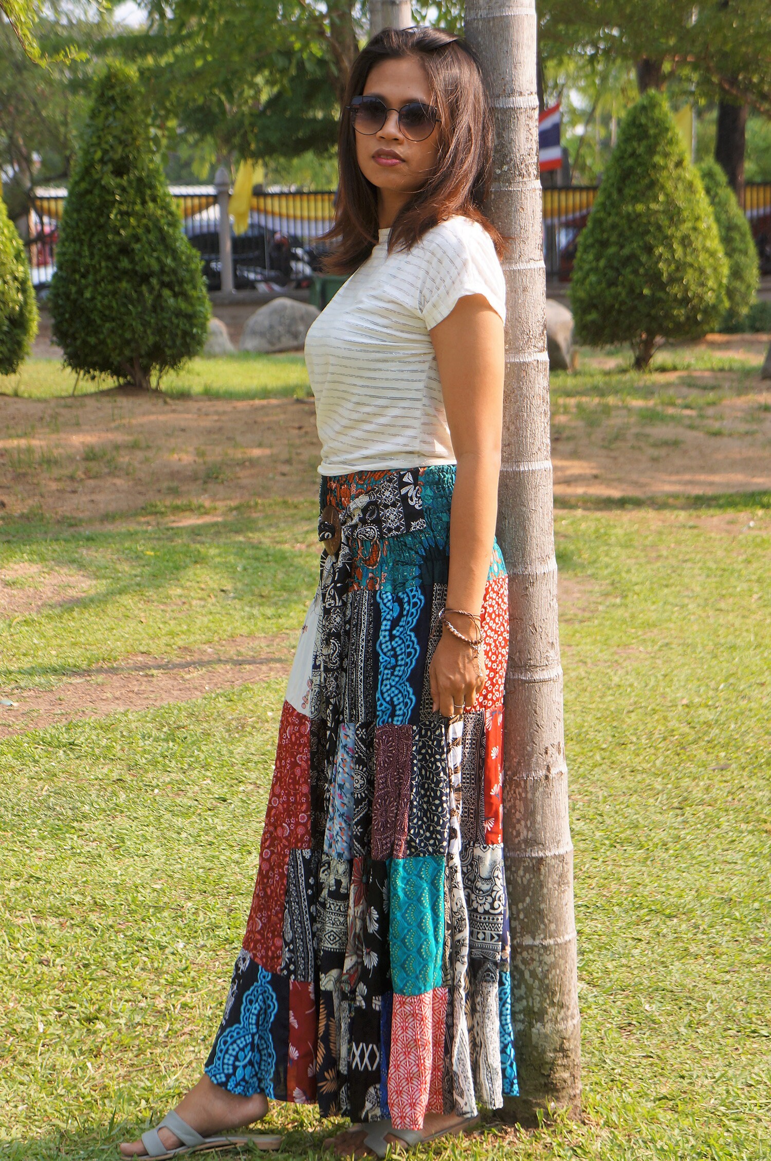 Patchwork Skirts Long Patterned Skirt Boho Multi Colored Etsy