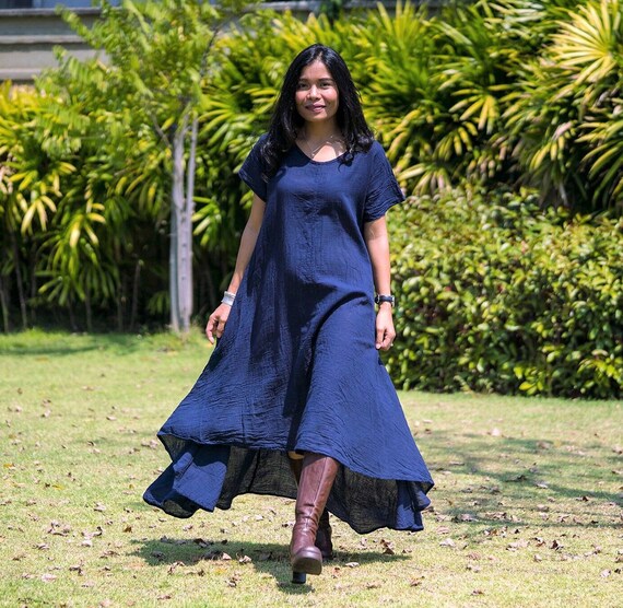 plain navy blue dress