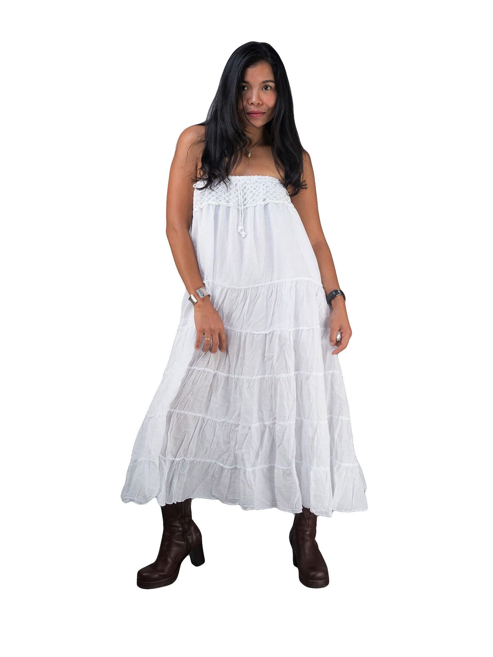 White Gypsy Skirt Boho Skirts Tiered Cotton Peasant Etsy