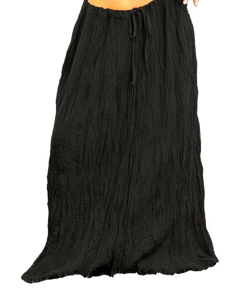 Schwarzer Maxi Boho Rock * Lange Salu Baumwollröcke für Frauen * Tunnelzug Taille * Ausgestellte volle Länge * One Size Regular
