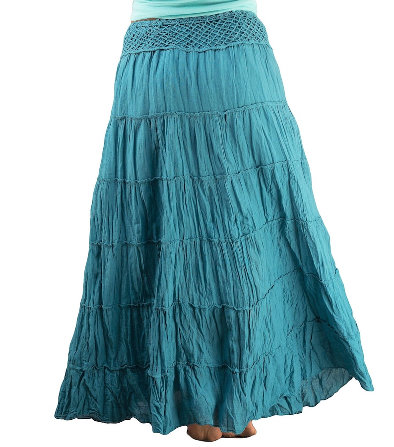 Teal Gypsy Skirt for Women Cotton Tiered Skirts Boho Etsy UK