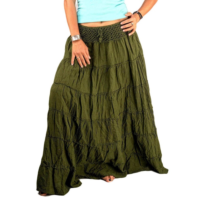 Army Green Gypsy Skirt Tiered Cotton Skirts for Women Boho - Etsy Australia