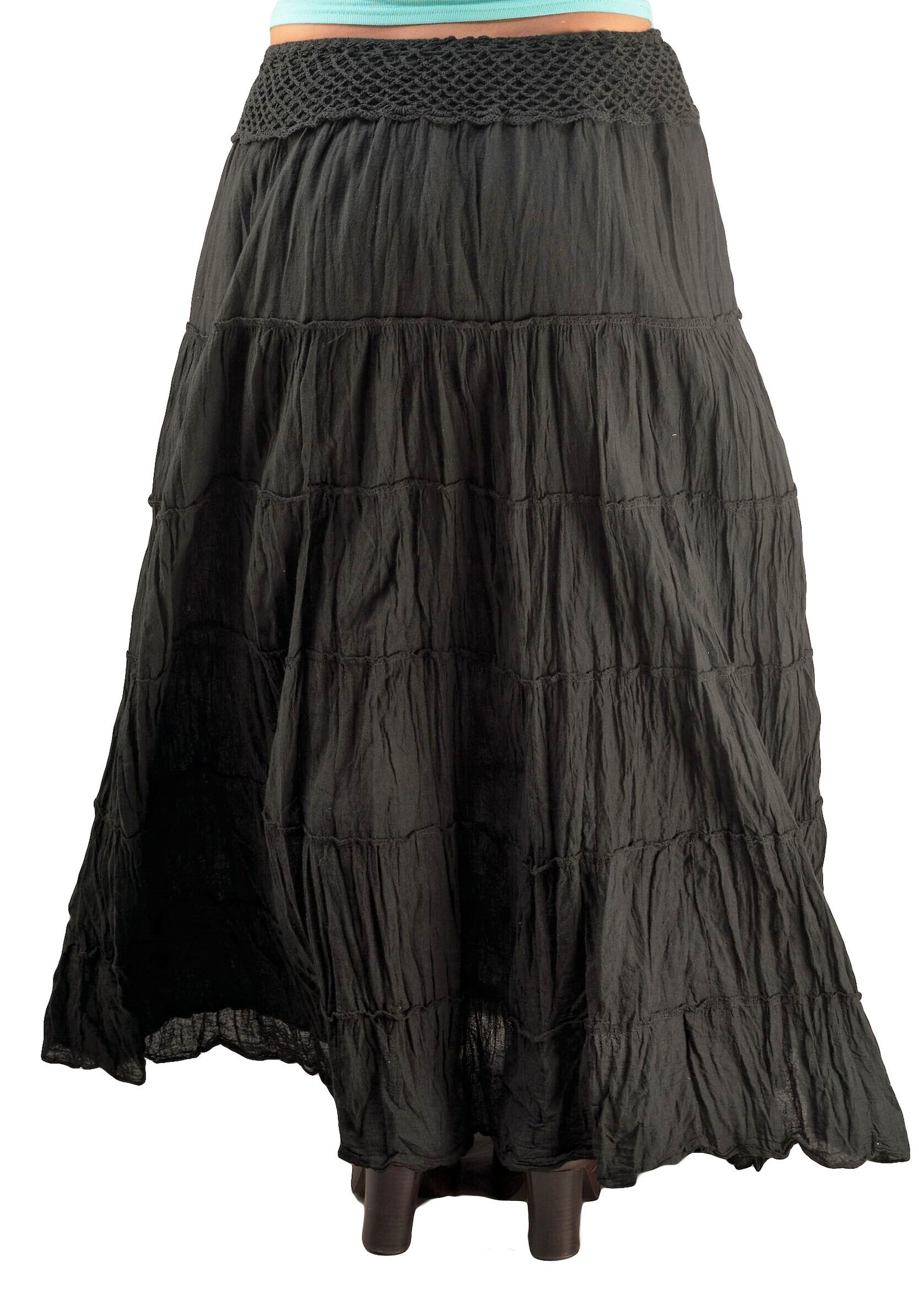 Black Gypsy Skirts Cotton Tiered Skirts Boho Skirts - Etsy