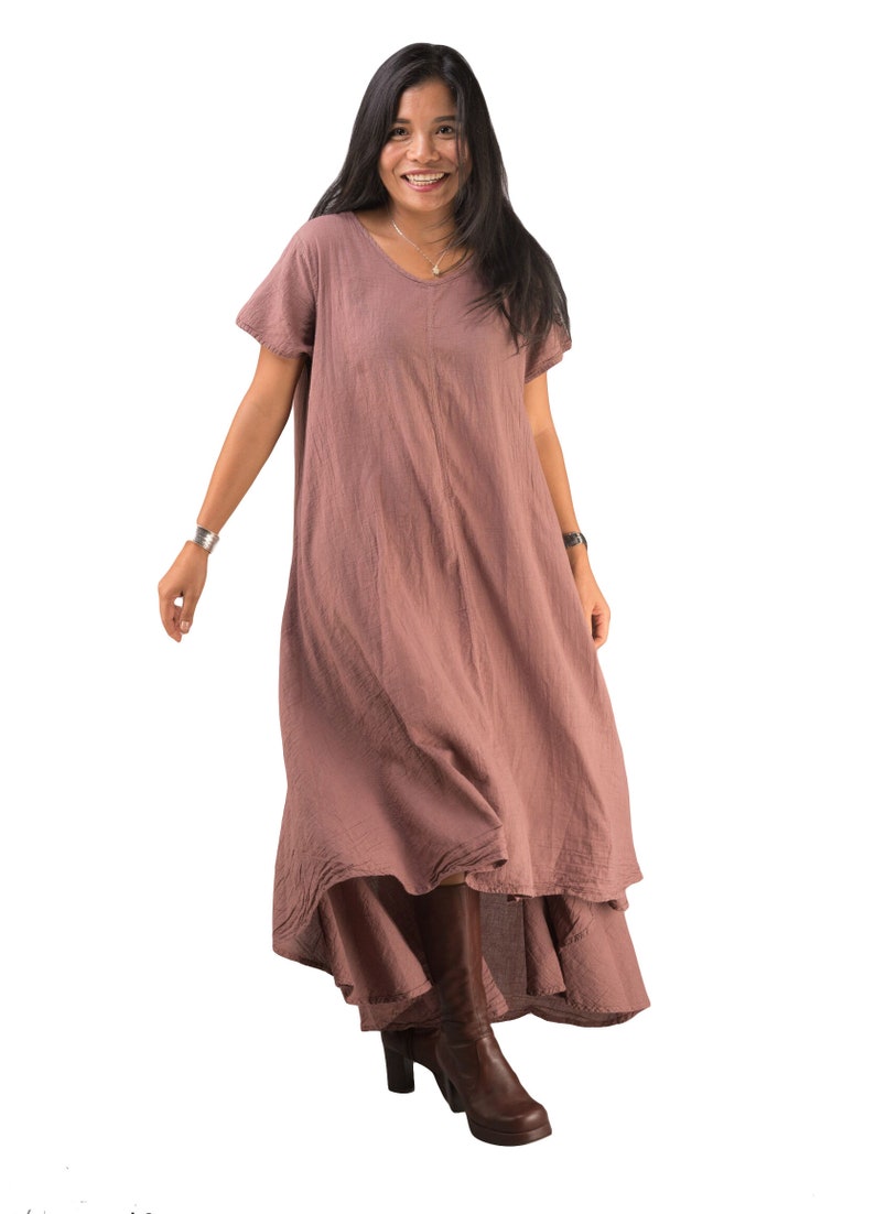 Patterned Irregular Midi Dress - Pink main image 0