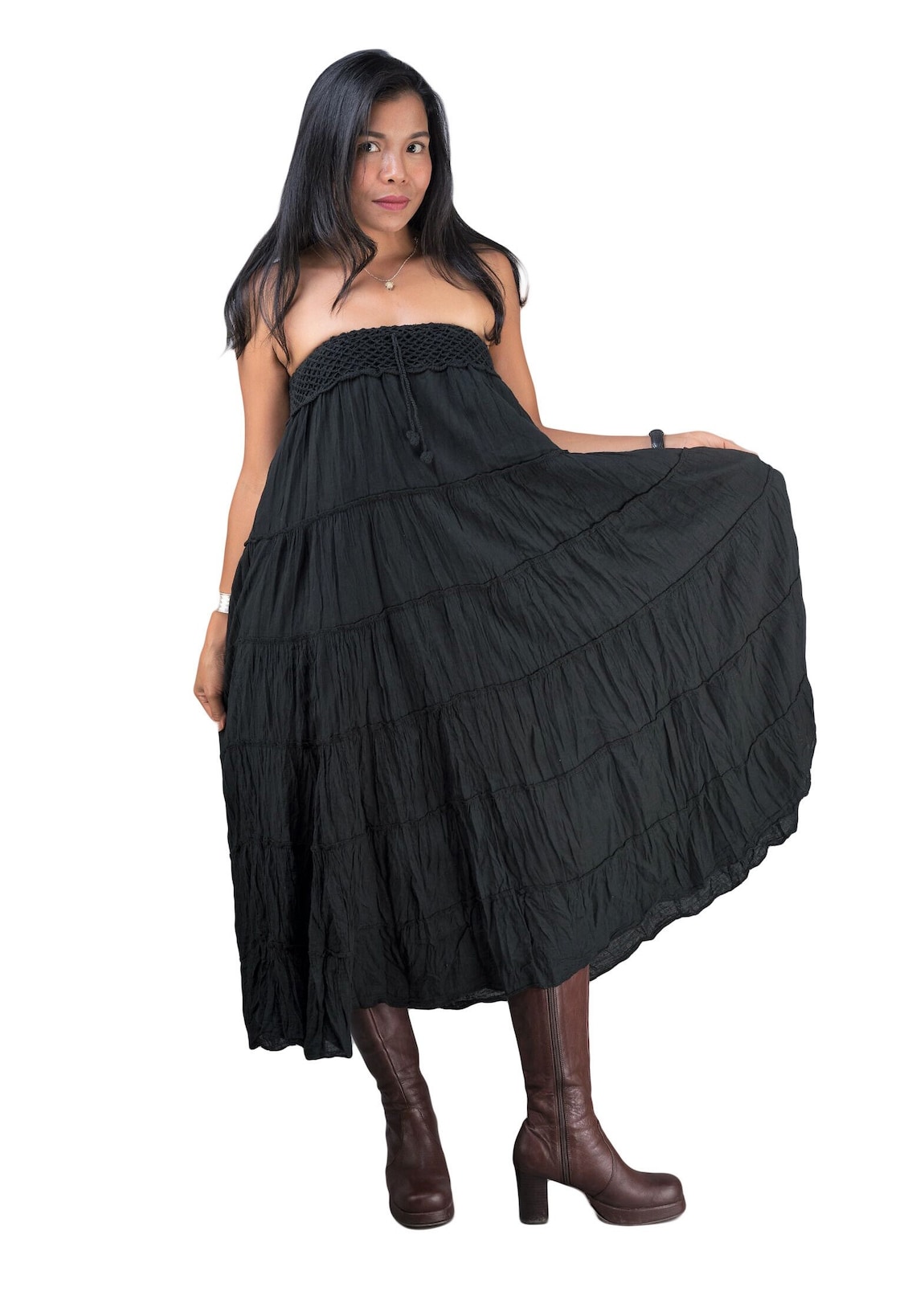 Black Gypsy Skirts Cotton Tiered Skirts Boho Skirts Etsy