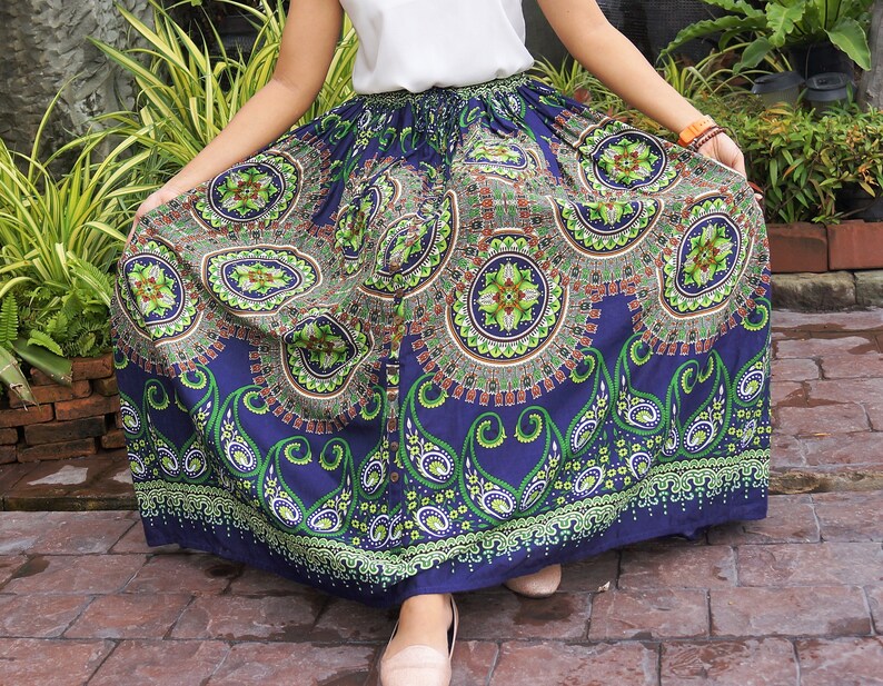 Gypsy Skirt With Floral Mandala Tribal Patterned Design Full - Etsy